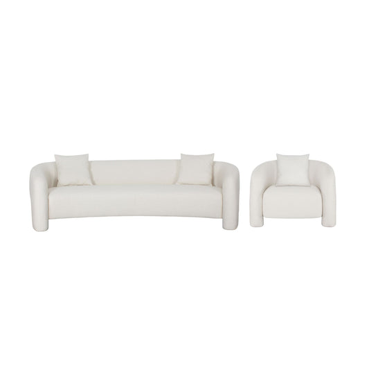 Sylvia Modern Glam 2-Piece Sofa Set in Ivory 2-SFAC1770-AN