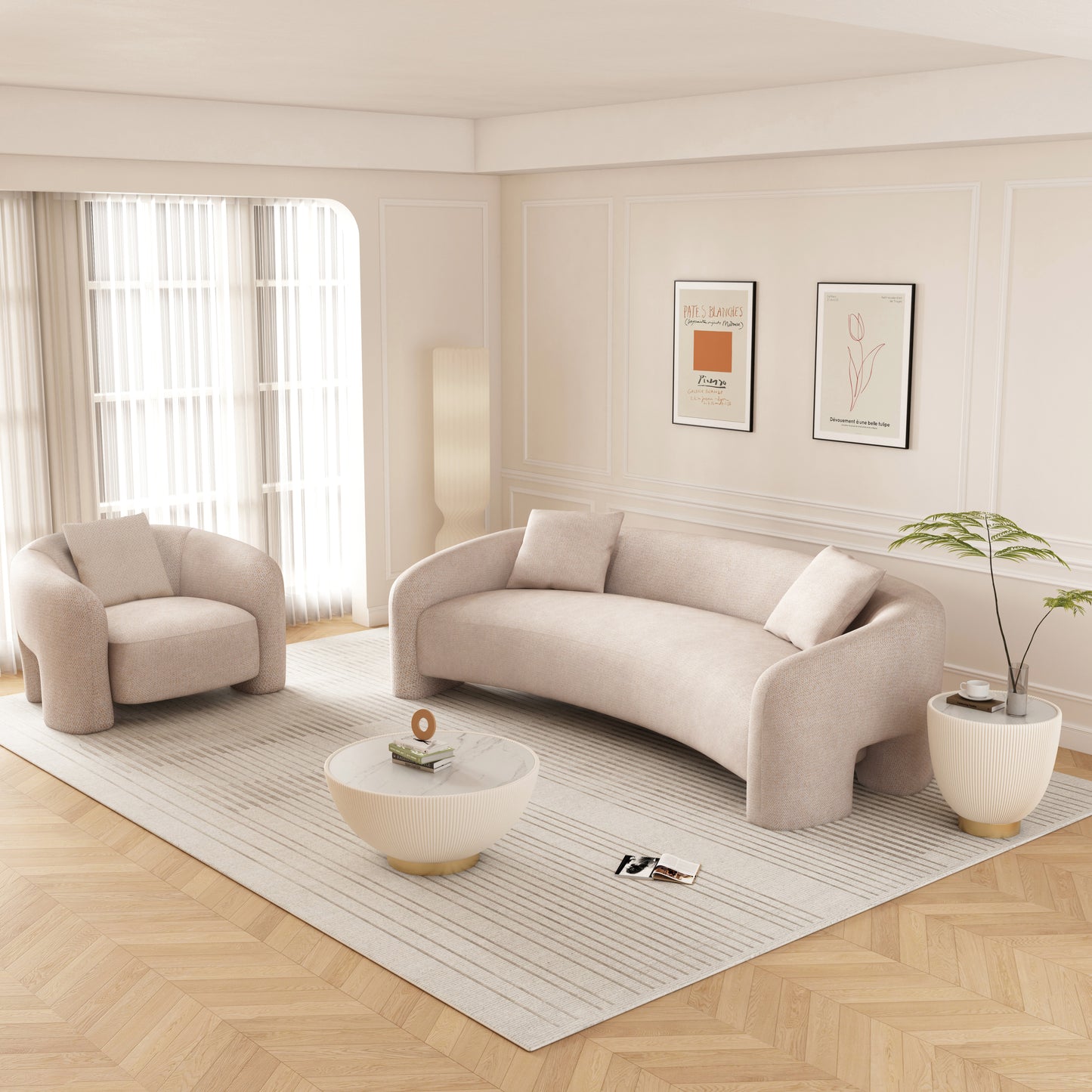 Sylvia Modern Glam 2-Piece Sofa Set in Gold Dust 2-SFAC1770-GD