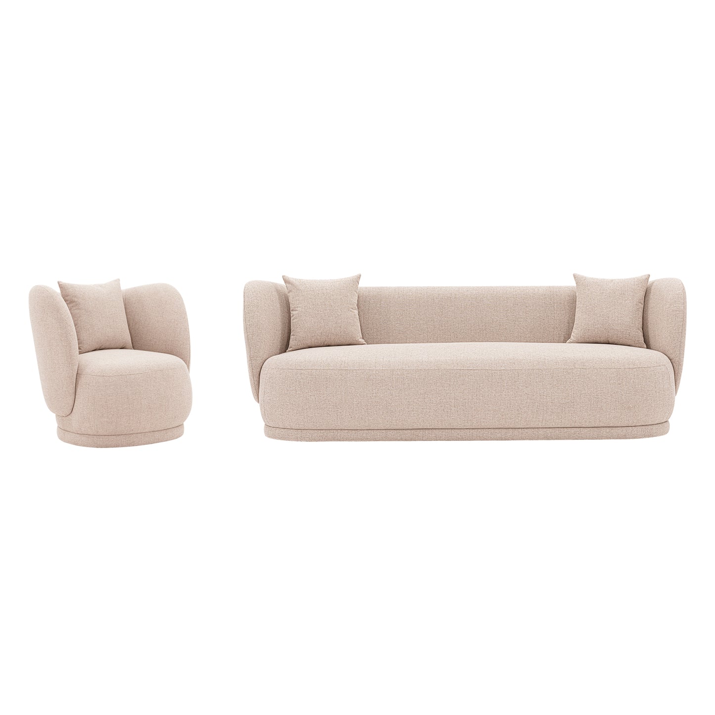 Manhattan Comfort Contemporary Siri Sofa and Accent Chair Set with Pillows in Wheat 2-SFAC5710-WT