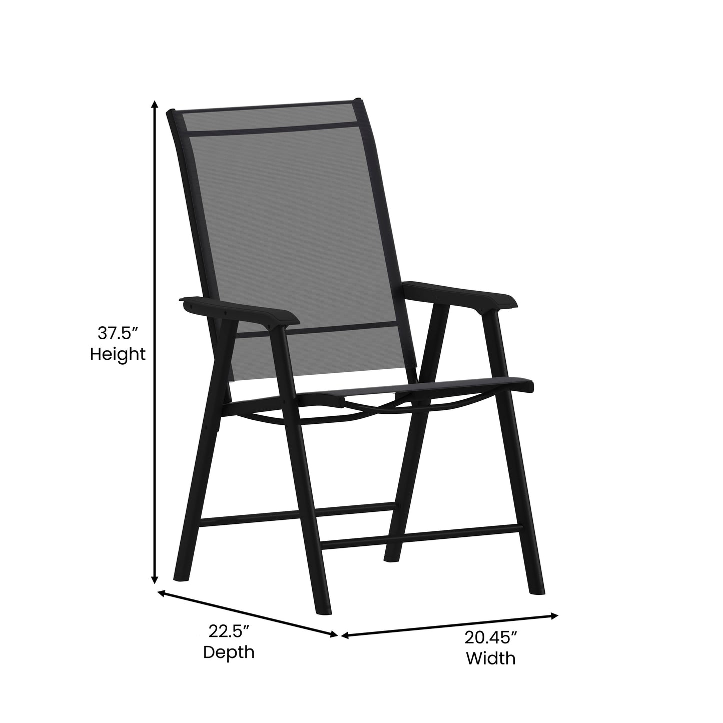 Paladin Black Outdoor Folding Patio Sling Chair Black