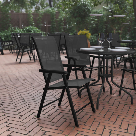 Paladin Black Outdoor Folding Patio Sling Chair Black