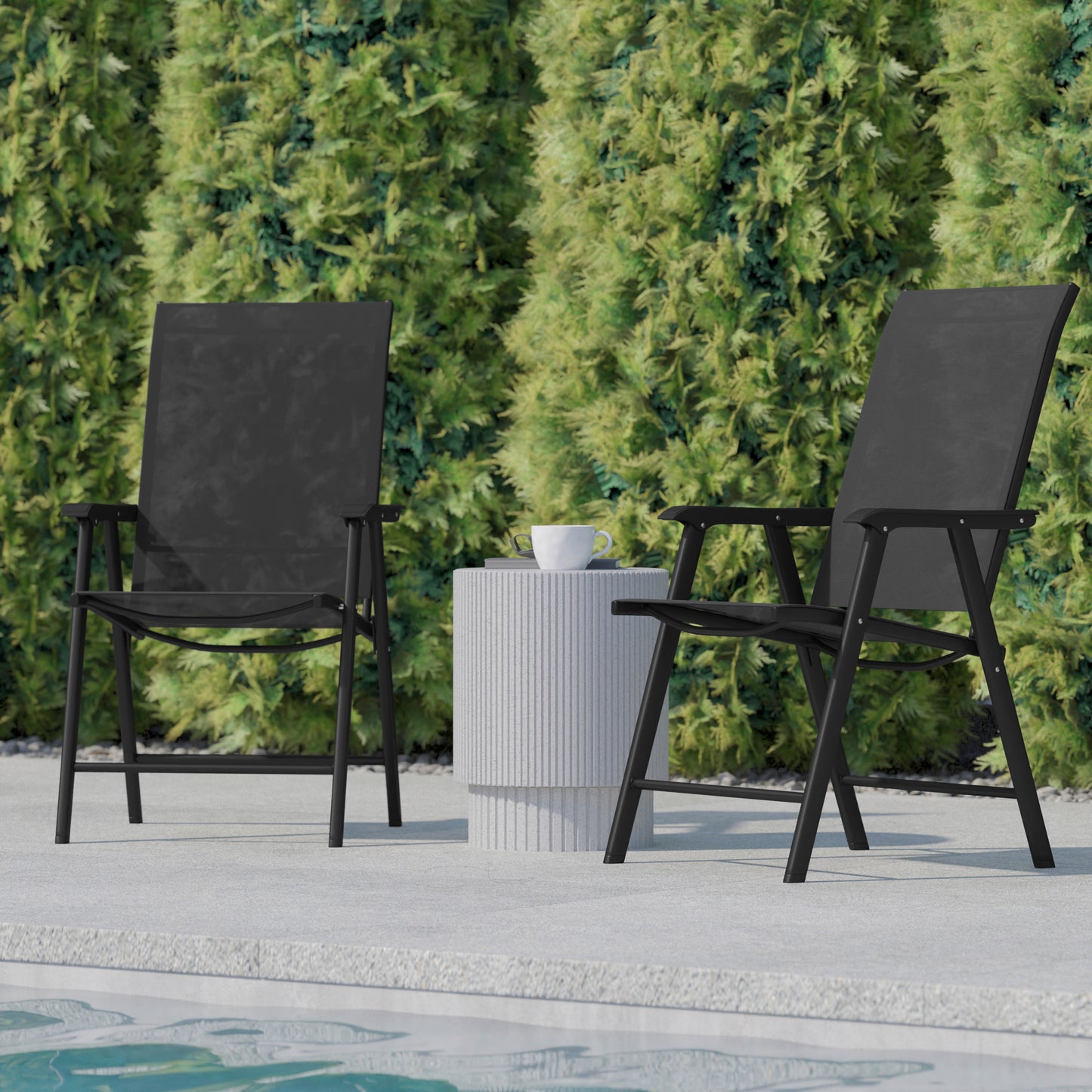 Paladin Black Outdoor Folding Patio Sling Chair Black