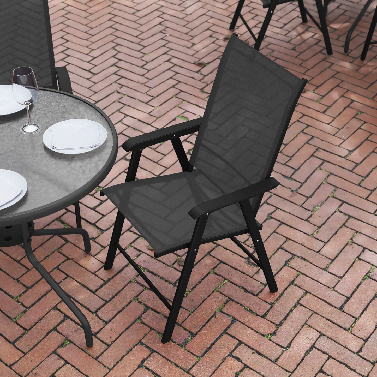 Paladin Black Outdoor Folding Patio Sling Chair Black