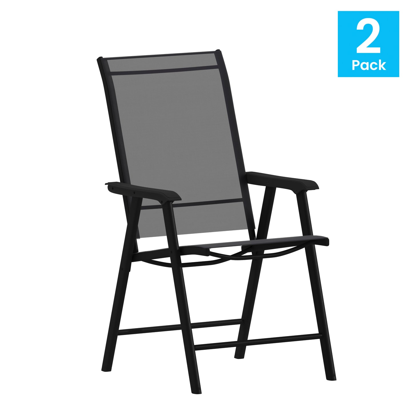 Paladin Black Outdoor Folding Patio Sling Chair Black