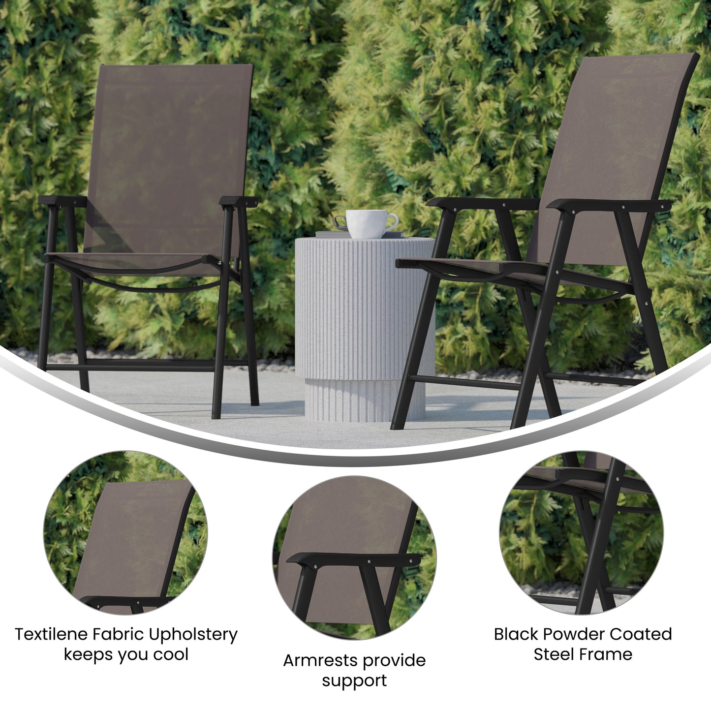 Paladin Brown Outdoor Folding Patio Sling Chair Brown