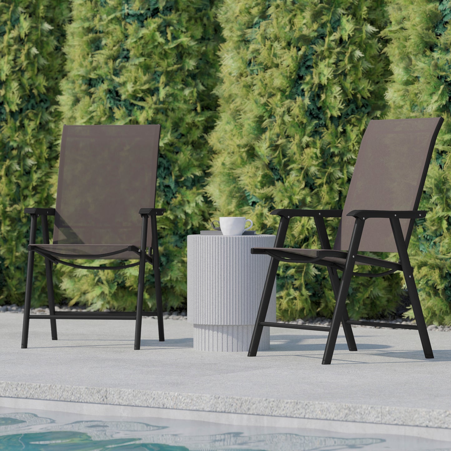 Paladin Brown Outdoor Folding Patio Sling Chair Brown