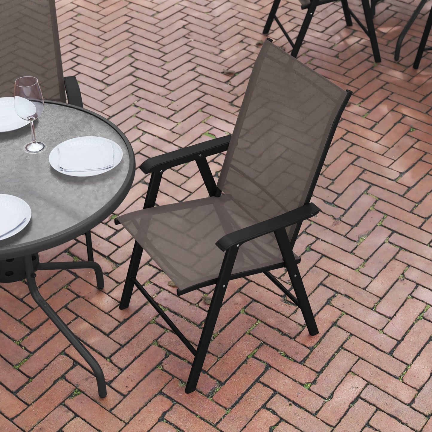 Paladin Brown Outdoor Folding Patio Sling Chair Brown