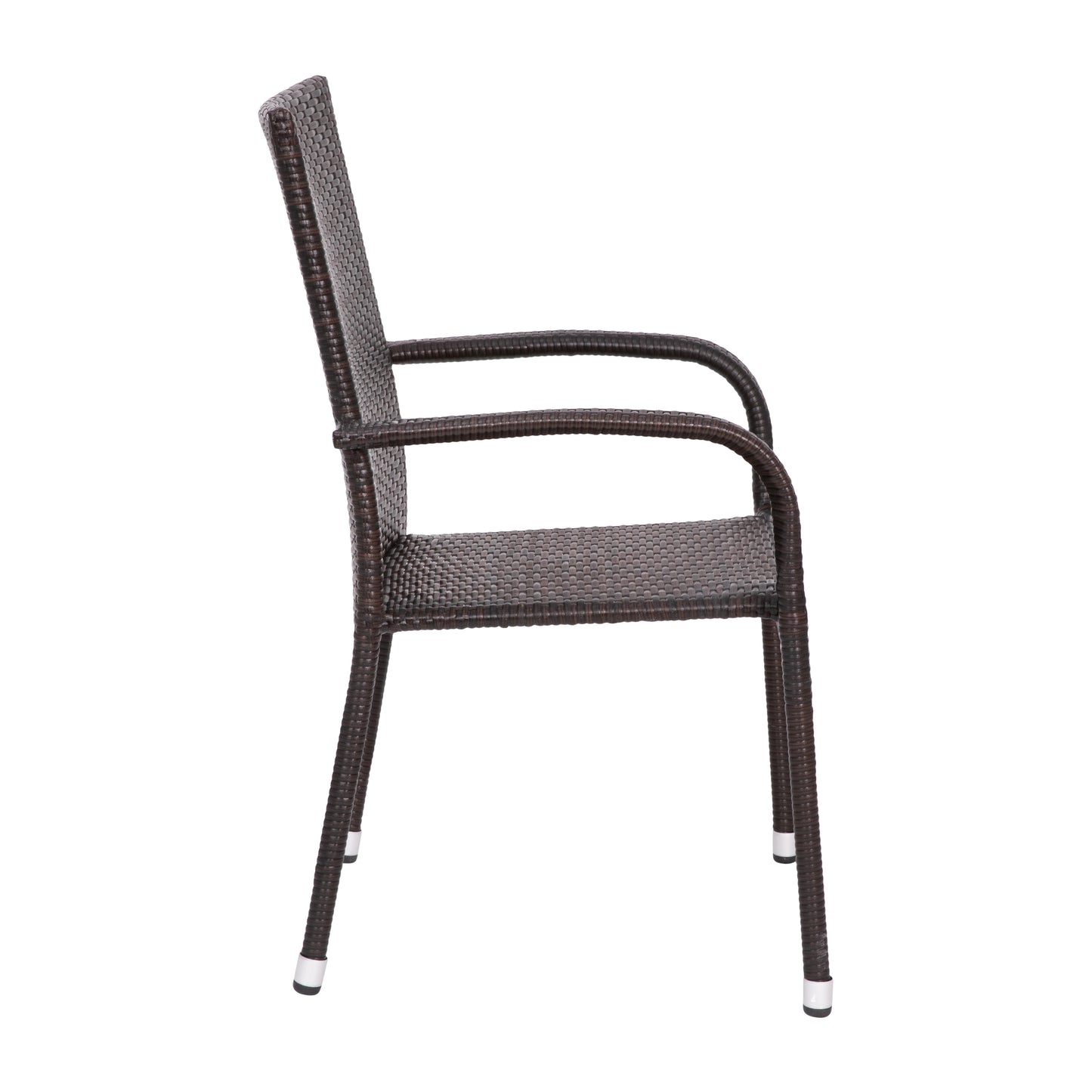 Maxim Set of 2 Stackable Indoor/Outdoor Wicker Dining Chairs with Arms - Fade & Weather-Resistant Steel Frames - Espresso Espresso