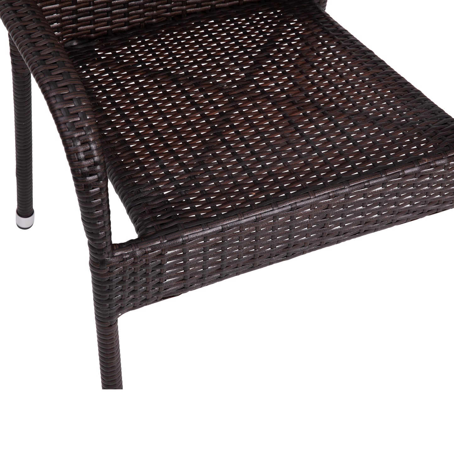 Maxim Set of 2 Stackable Indoor/Outdoor Wicker Dining Chairs with Arms - Fade & Weather-Resistant Steel Frames - Espresso Espresso