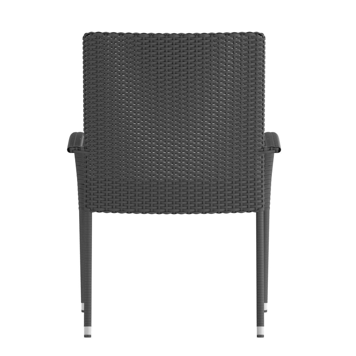 Maxim Set of 2 Stackable Indoor/Outdoor Wicker Dining Chairs with Arms - Fade & Weather-Resistant Steel Frames - Gray Gray