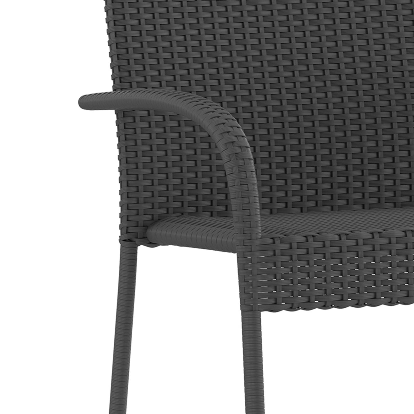 Maxim Set of 2 Stackable Indoor/Outdoor Wicker Dining Chairs with Arms - Fade & Weather-Resistant Steel Frames - Gray Gray
