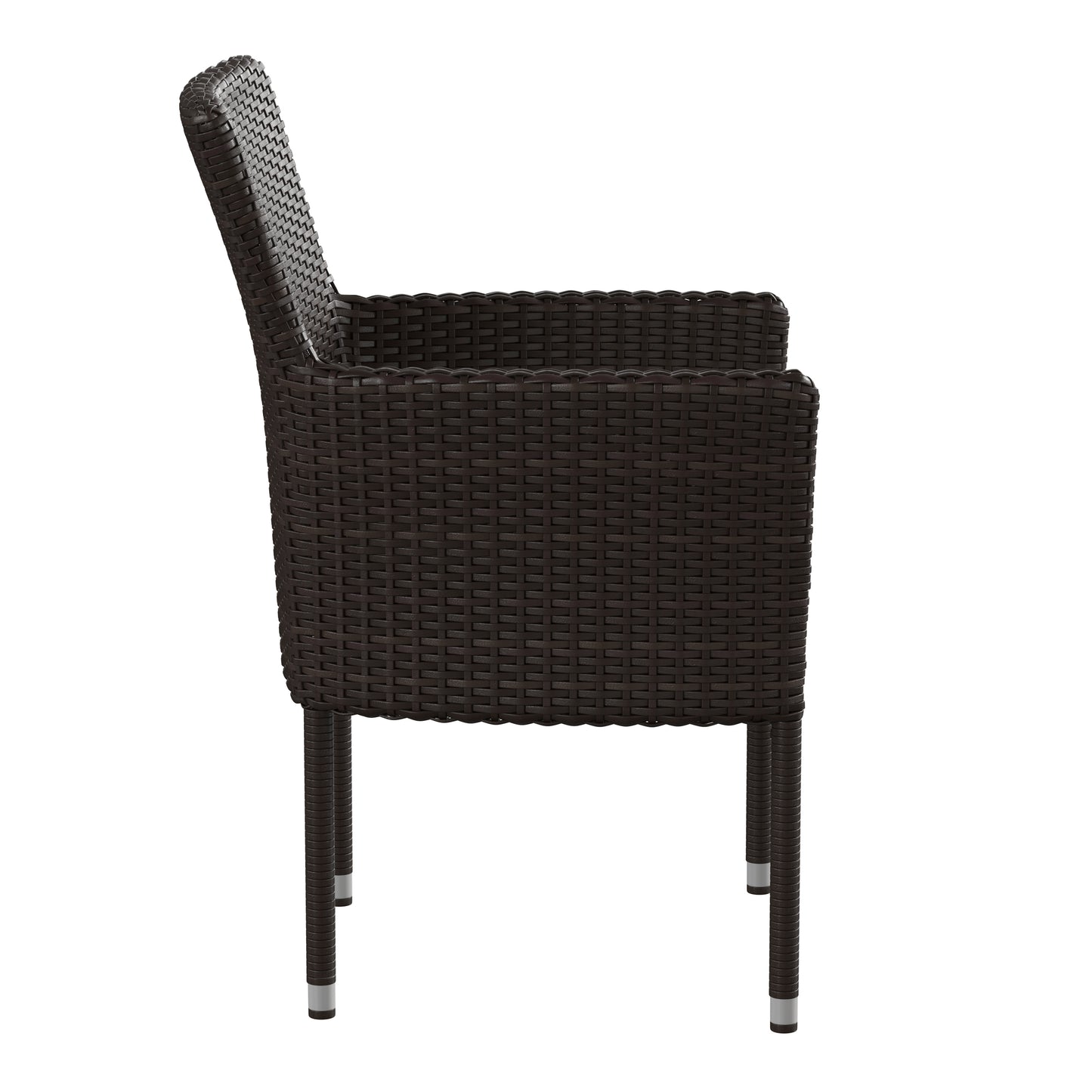 Maxim Modern Espresso Wicker Patio Armchairs for Deck or Backyard, Fade and Weather-Resistant Frames and Cream Cushions-Set of 2 Espresso/Cream
