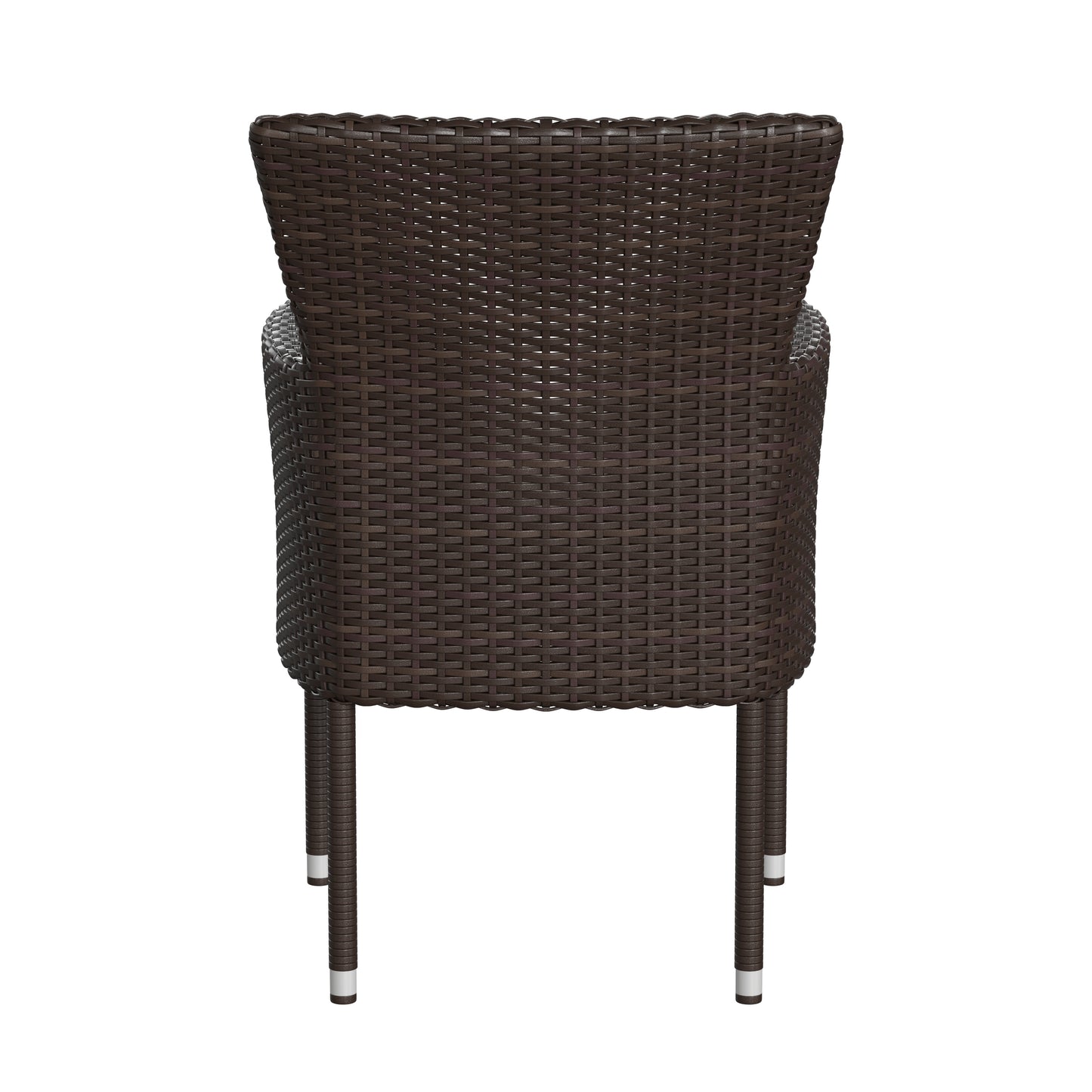 Maxim Modern Espresso Wicker Patio Armchairs for Deck or Backyard, Fade and Weather-Resistant Frames and Cream Cushions-Set of 2 Espresso/Cream