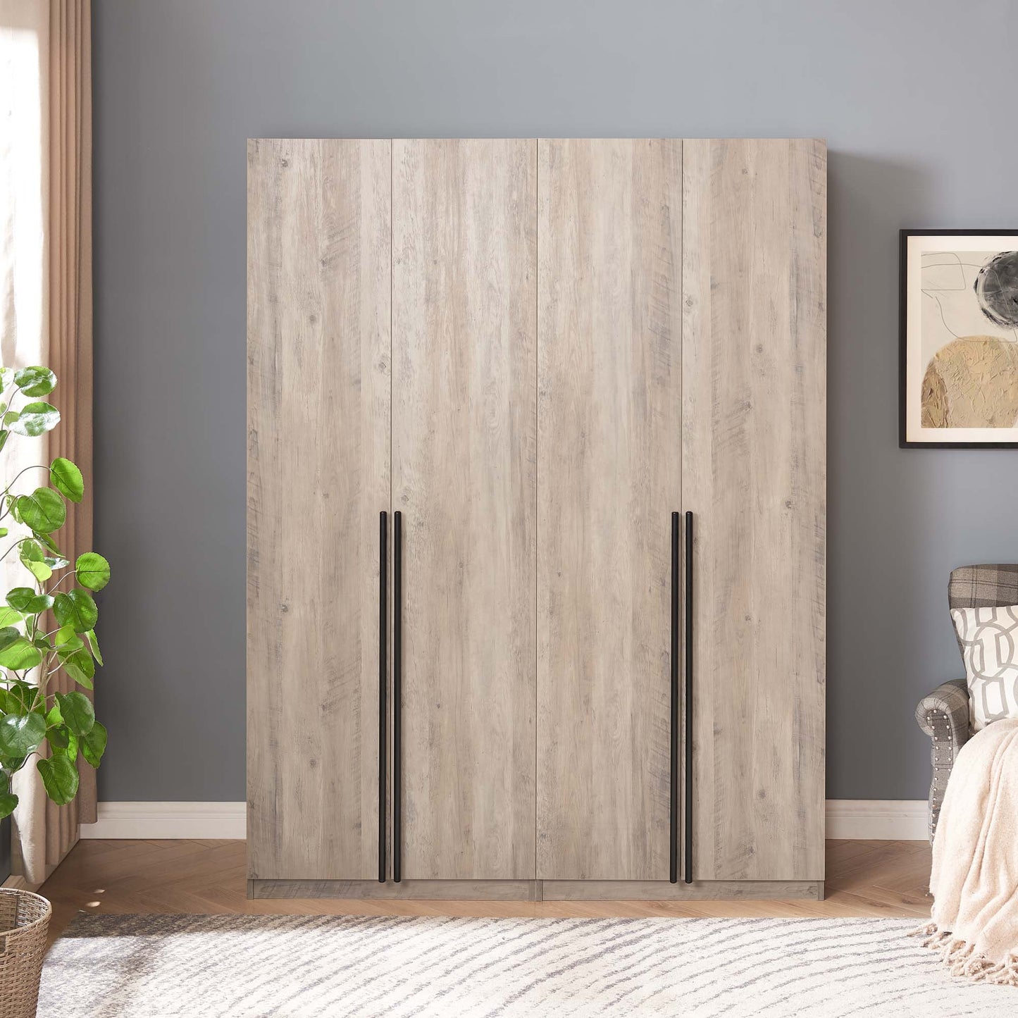Lee Modern 2-Piece Wardrobe Closet in Rustic Gray 2-WC0013-GY