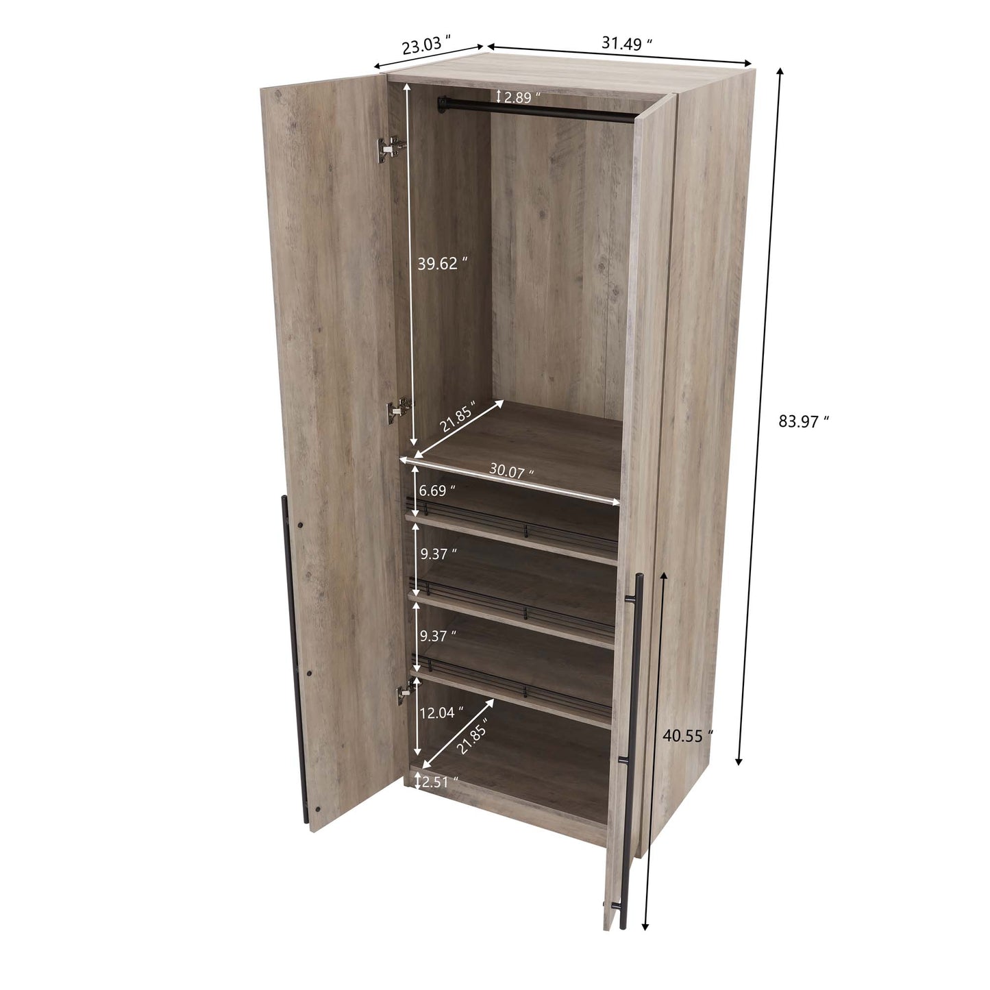 Lee Modern 2-Piece Wardrobe Closet in Rustic Gray 2-WC0013-GY