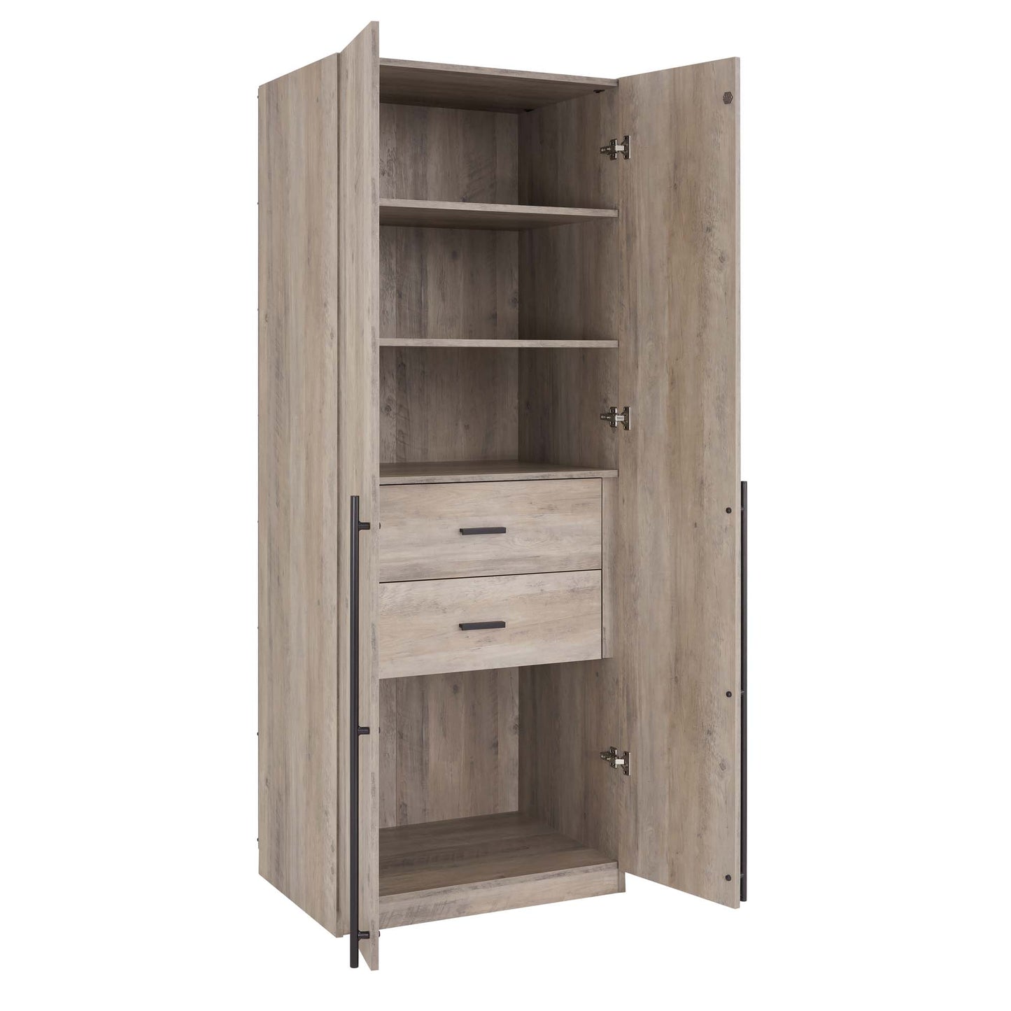 Manhattan Comfort Lee Modern Freestanding 2-Piece Module Wardrobe Closet with 1 Hanging Rod, 2 Drawers, 3 Shoe Compartments, and 5 Shelves in Rustic Grey 2-WC0013-GY