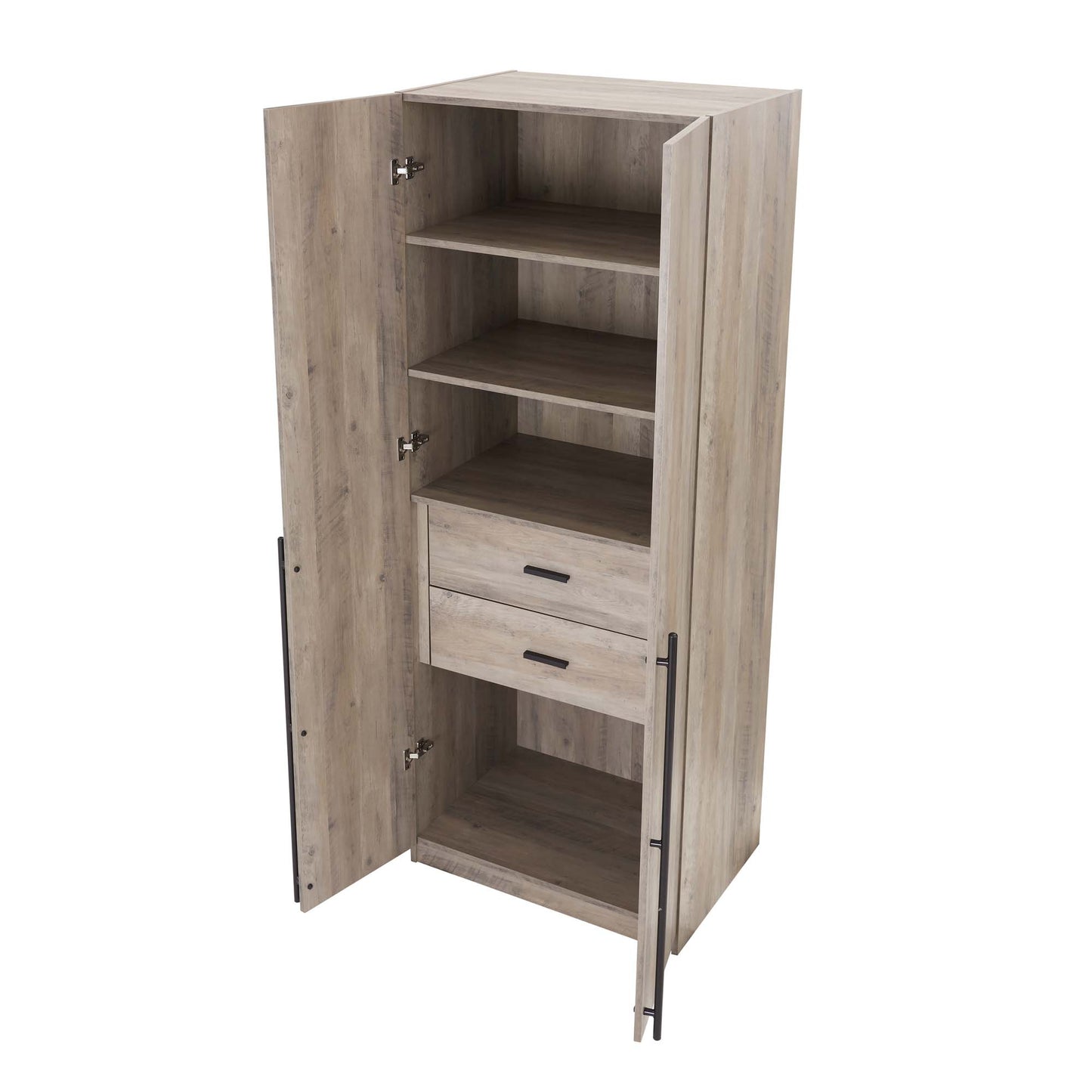 Manhattan Comfort Lee Modern Freestanding 2-Piece Module Wardrobe Closet with 1 Hanging Rod, 2 Drawers, 3 Shoe Compartments, and 5 Shelves in Rustic Grey 2-WC0013-GY