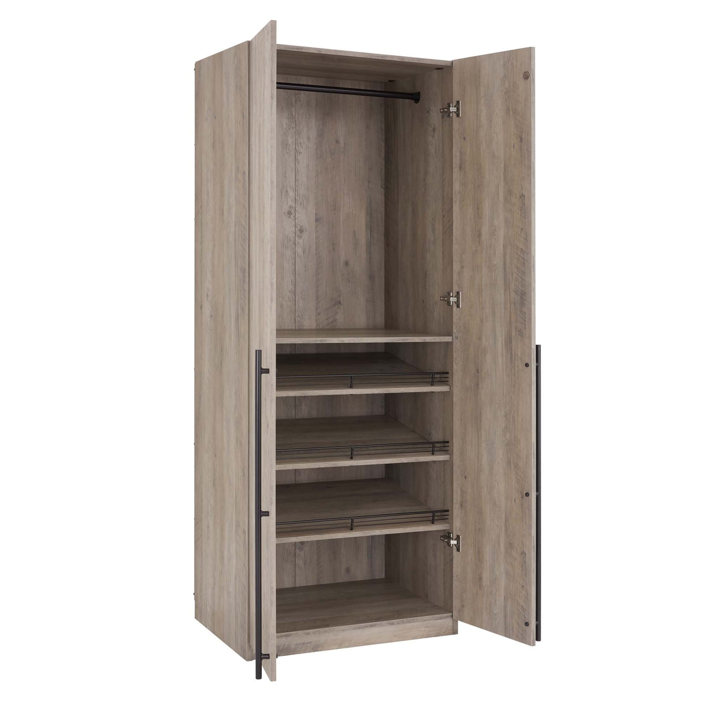 Manhattan Comfort Lee Modern Freestanding 2-Piece Module Wardrobe Closet with 1 Hanging Rod, 2 Drawers, 3 Shoe Compartments, and 5 Shelves in Rustic Grey 2-WC0013-GY