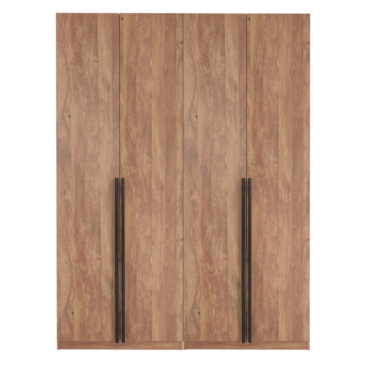 Manhattan Comfort Lee Modern Freestanding Wardrobe Closet 2.0 with 1 Hanging Rod, 1 Shelf, and 2 Drawers in Golden Brown- Set of 2 2-WC002-GB