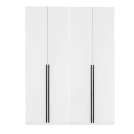 Manhattan Comfort Lee Modern Freestanding 2-Piece Module Wardrobe Closet with 2 Hanging Rods, 2 Drawers, 3 Shoe Compartments, and 2 Shelves in White 2-WC0023-WH