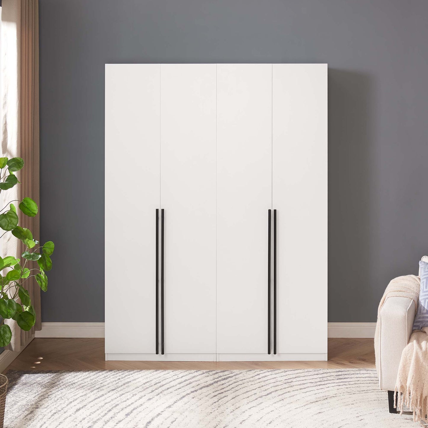 Lee Modern 2-Piece Wardrobe Closet in White 2-WC0023-WH