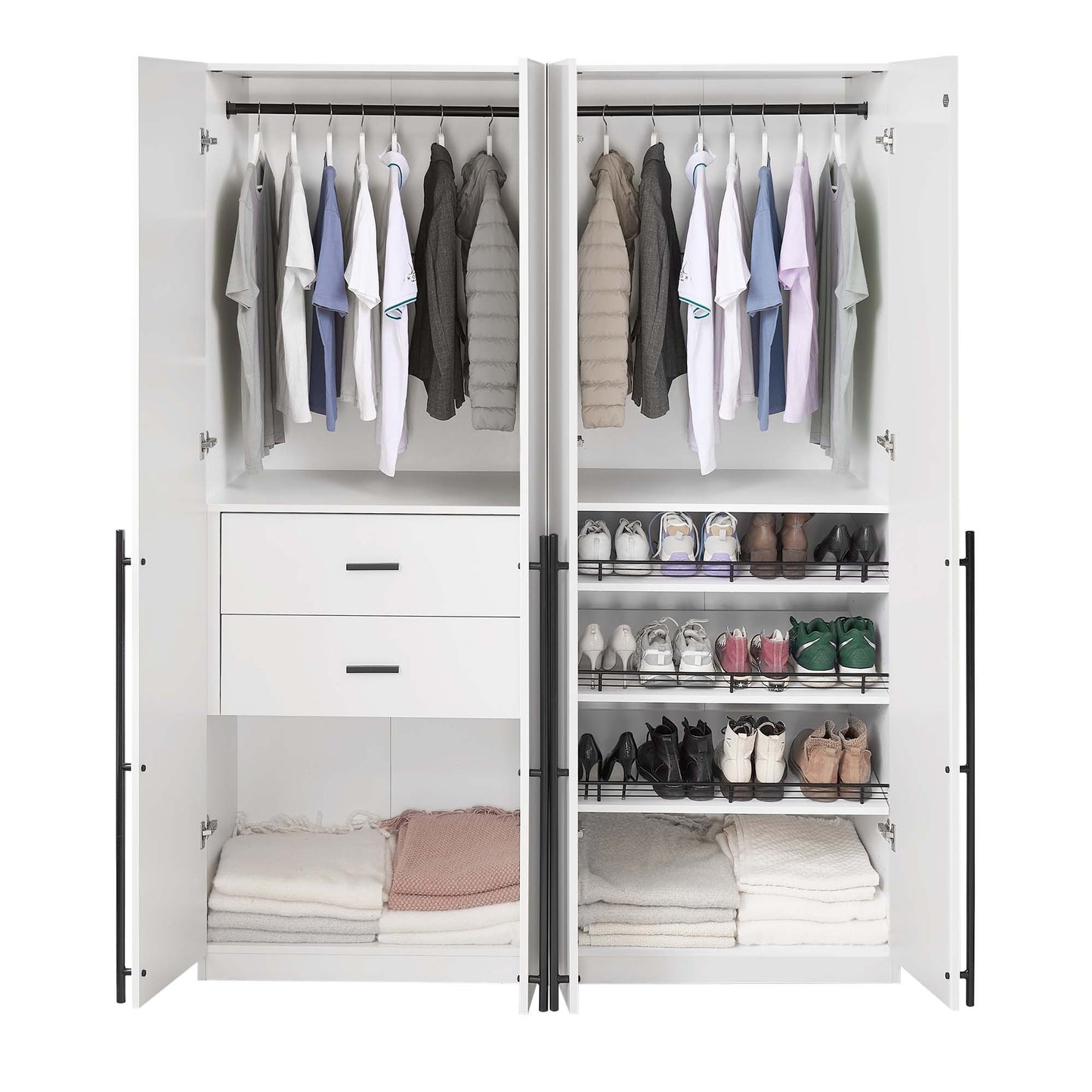 Lee Modern 2-Piece Wardrobe Closet in White 2-WC0023-WH