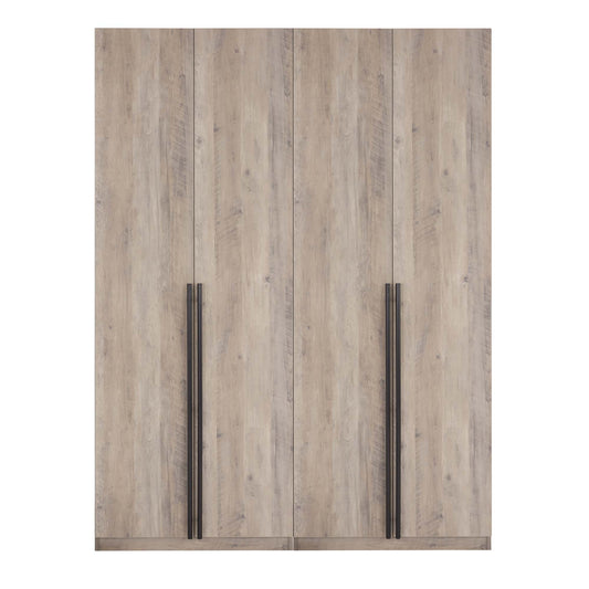 Manhattan Comfort Lee Modern Freestanding Wardrobe Closet 3.0 with 1 Hanging Rod, 3 Shoe Shelves, and 1 Basic Shelf in Rustic Grey- Set of 2 2-WC003-GY