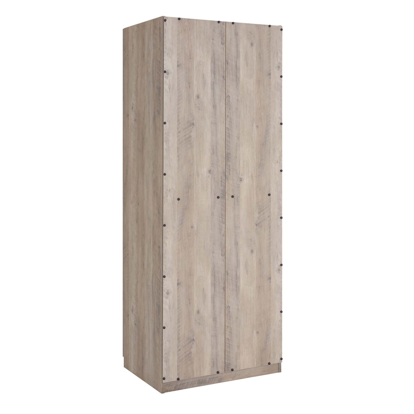Manhattan Comfort Lee Modern Freestanding Wardrobe Closet 3.0 with 1 Hanging Rod, 3 Shoe Shelves, and 1 Basic Shelf in Rustic Grey- Set of 2 2-WC003-GY