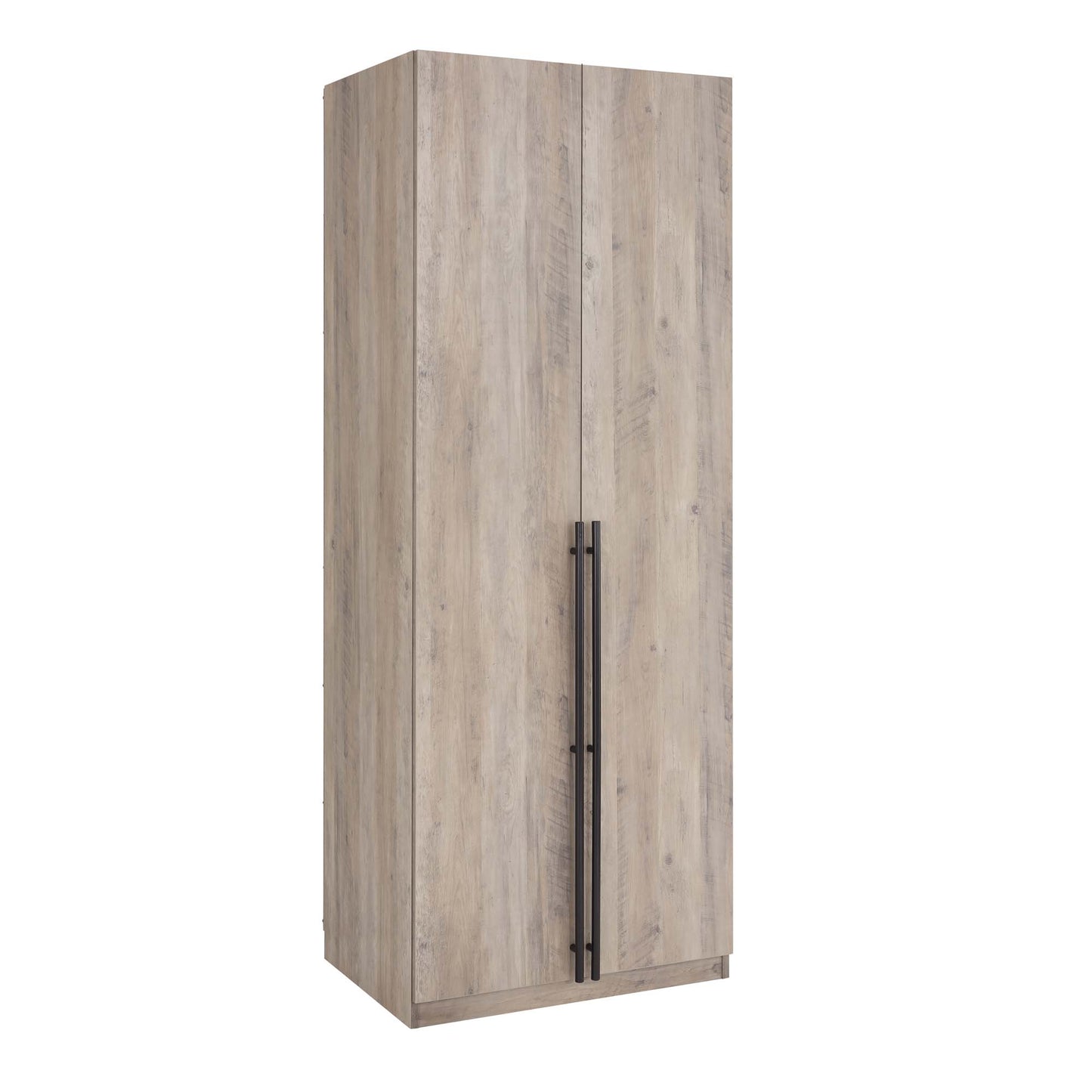 Manhattan Comfort Lee Modern Freestanding Wardrobe Closet 3.0 with 1 Hanging Rod, 3 Shoe Shelves, and 1 Basic Shelf in Rustic Grey- Set of 2 2-WC003-GY