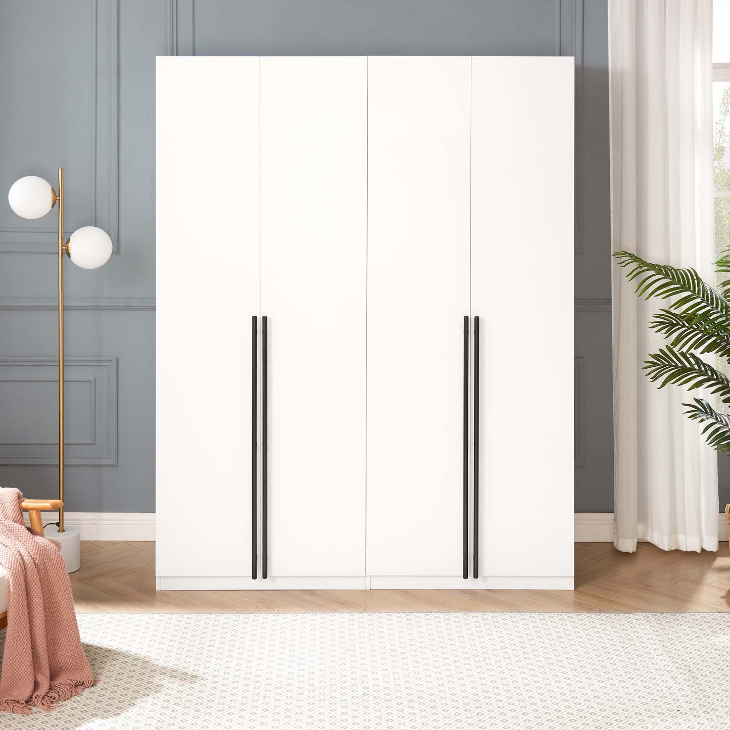 Lee Modern 32" Wardrobe Closet in White - Set of 2 2-WC003-WH