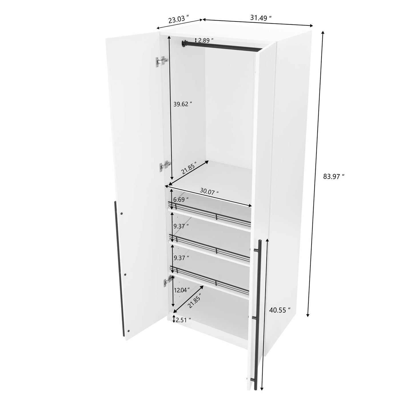Lee Modern 32" Wardrobe Closet in White - Set of 2 2-WC003-WH