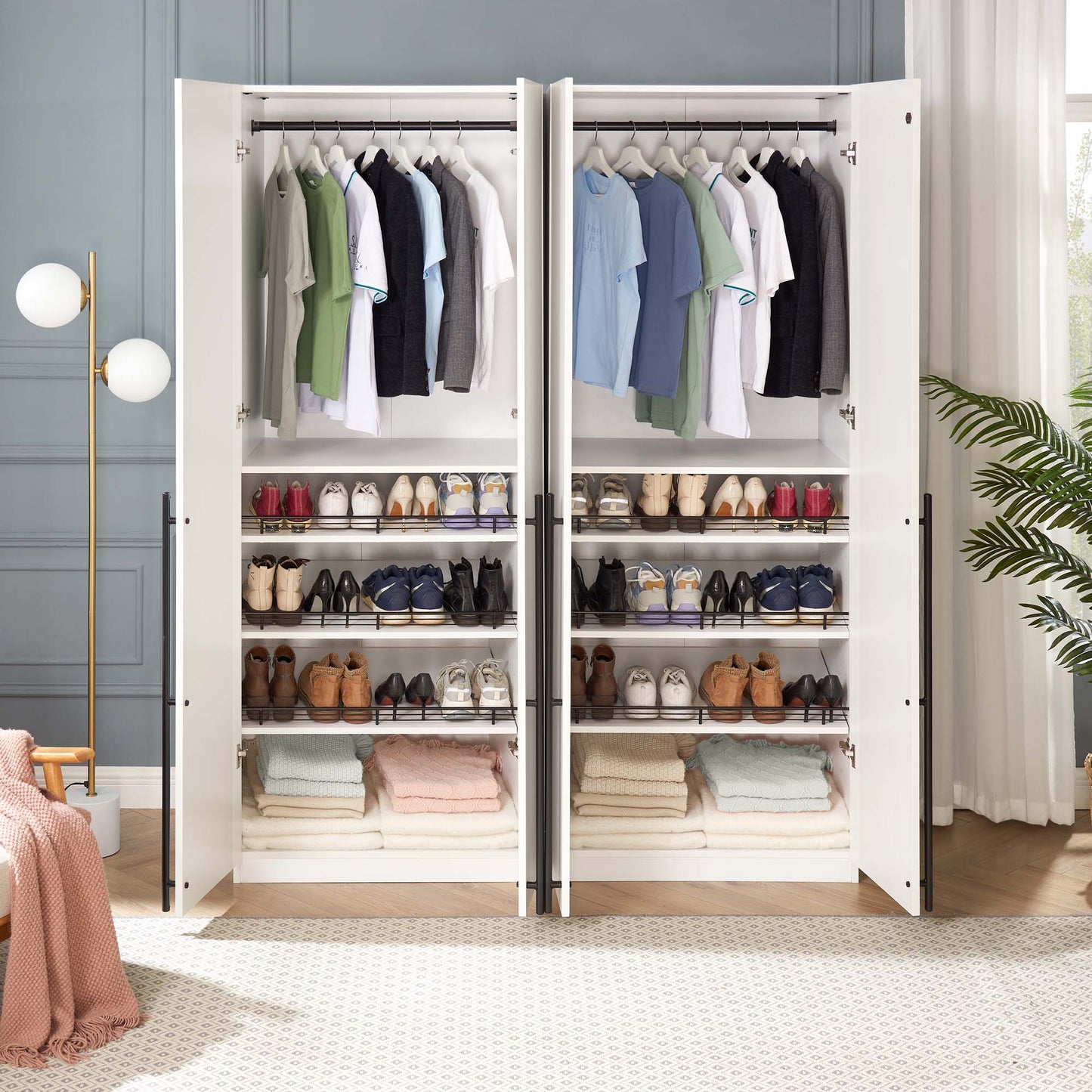 Lee Modern 32" Wardrobe Closet in White - Set of 2 2-WC003-WH