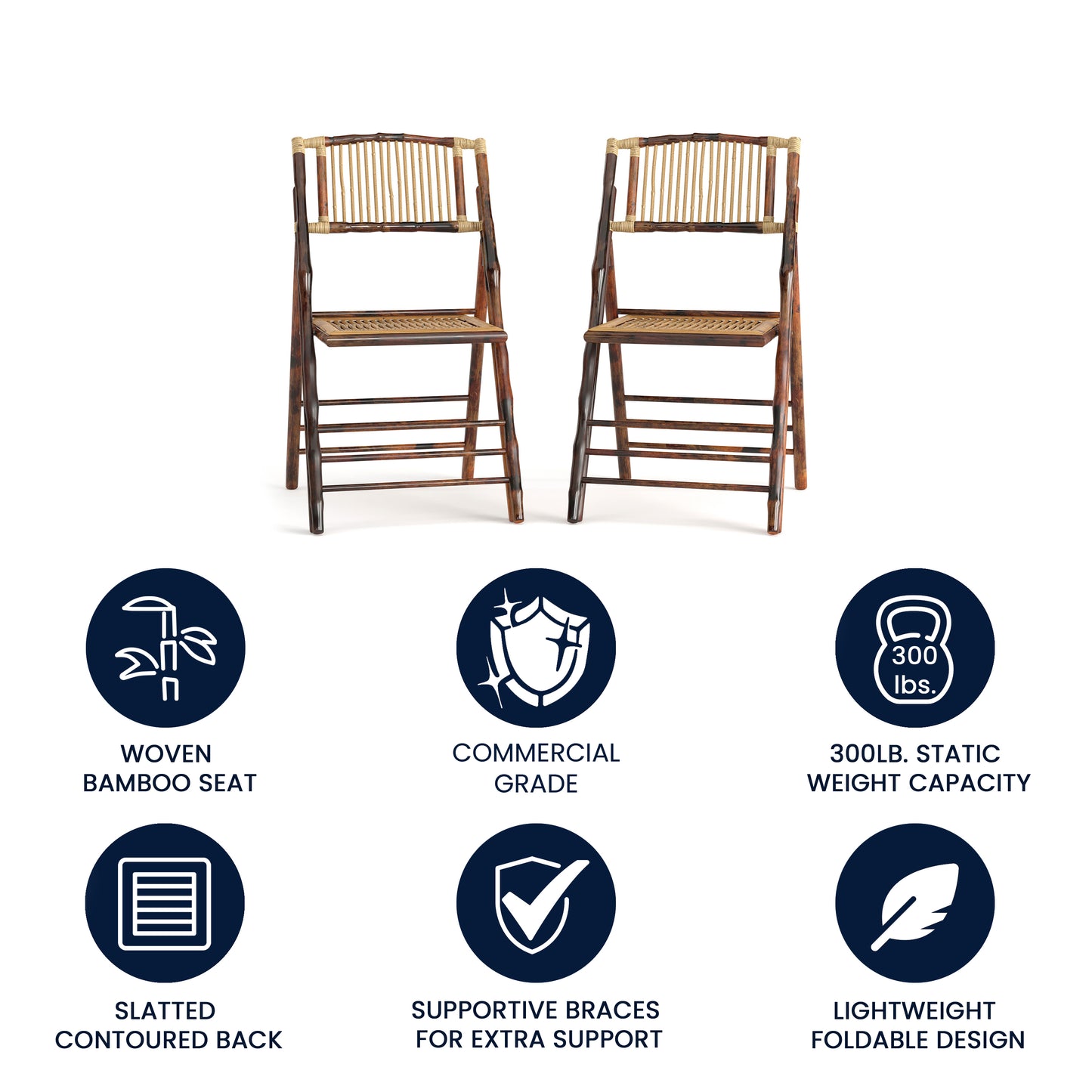 Bamboo Folding Chairs | Set of 2 Bamboo Wood Folding Chairs Bamboo