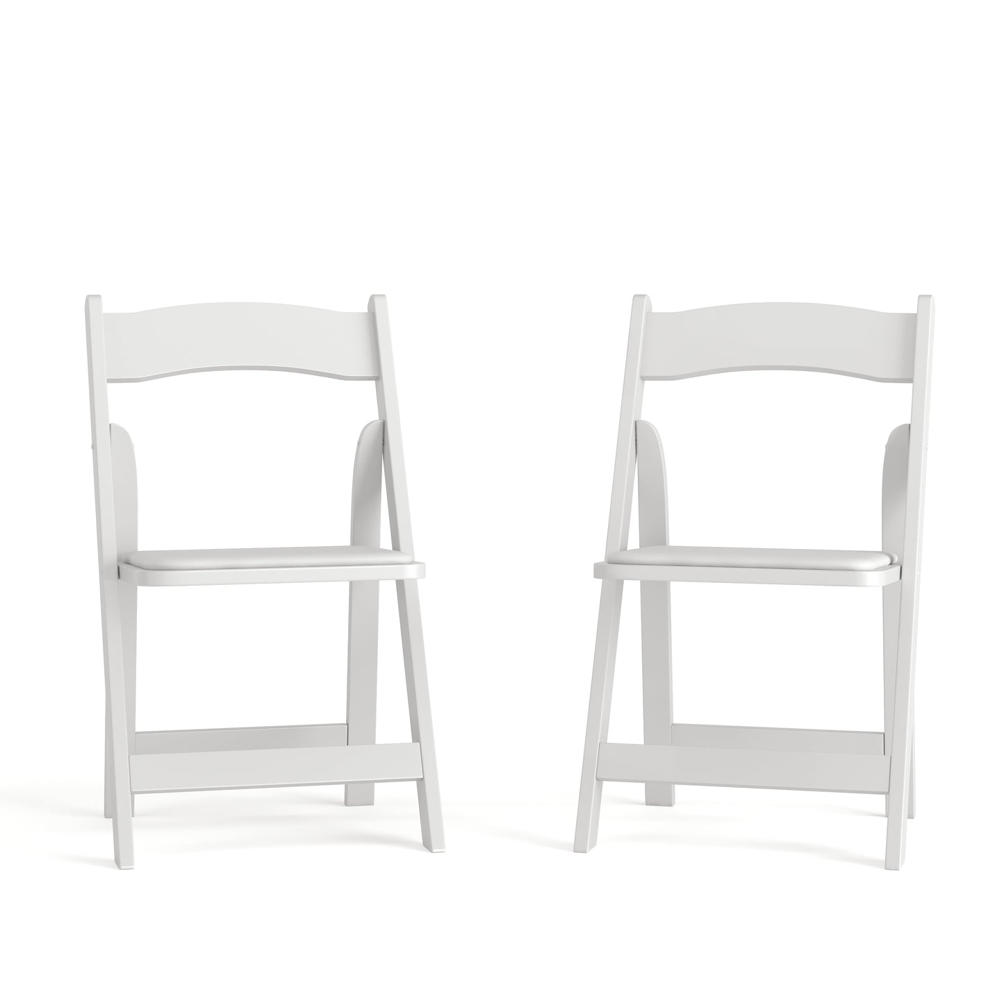 2 Pack HERCULES Series White Wood Folding Chair with Vinyl Padded Seat White