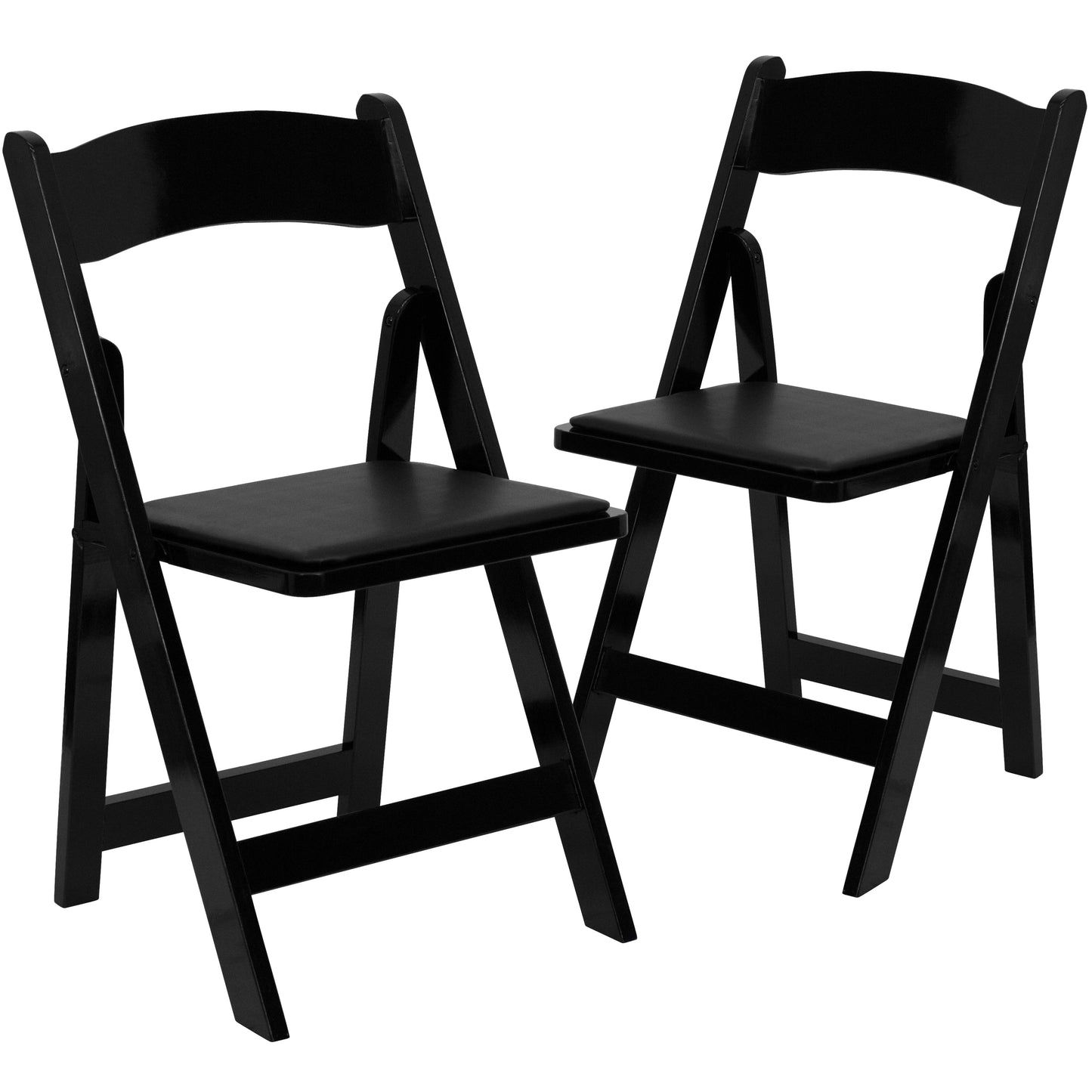2 Pack HERCULES Series Black Wood Folding Chair with Vinyl Padded Seat Black 2-XF-2902-BK-WOOD-GG