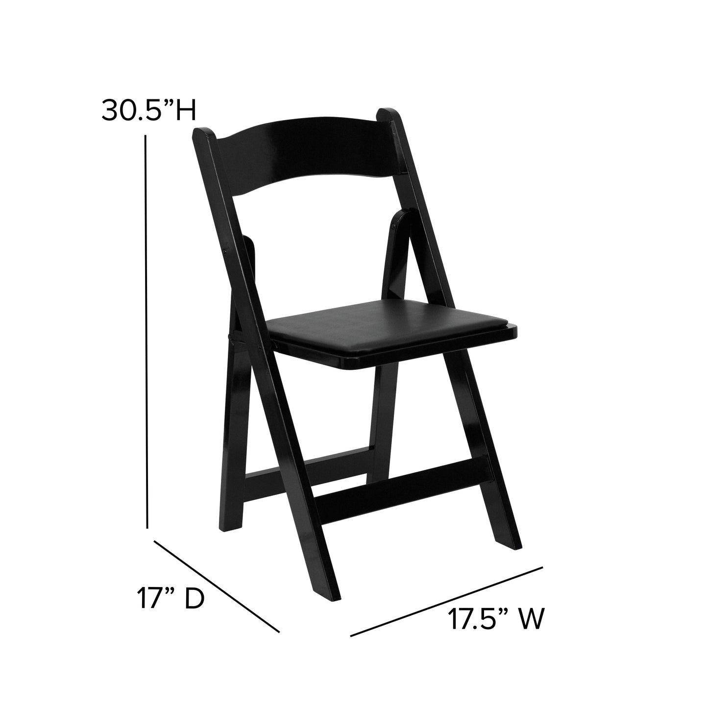 2 Pack HERCULES Series Black Wood Folding Chair with Vinyl Padded Seat Black 2-XF-2902-BK-WOOD-GG
