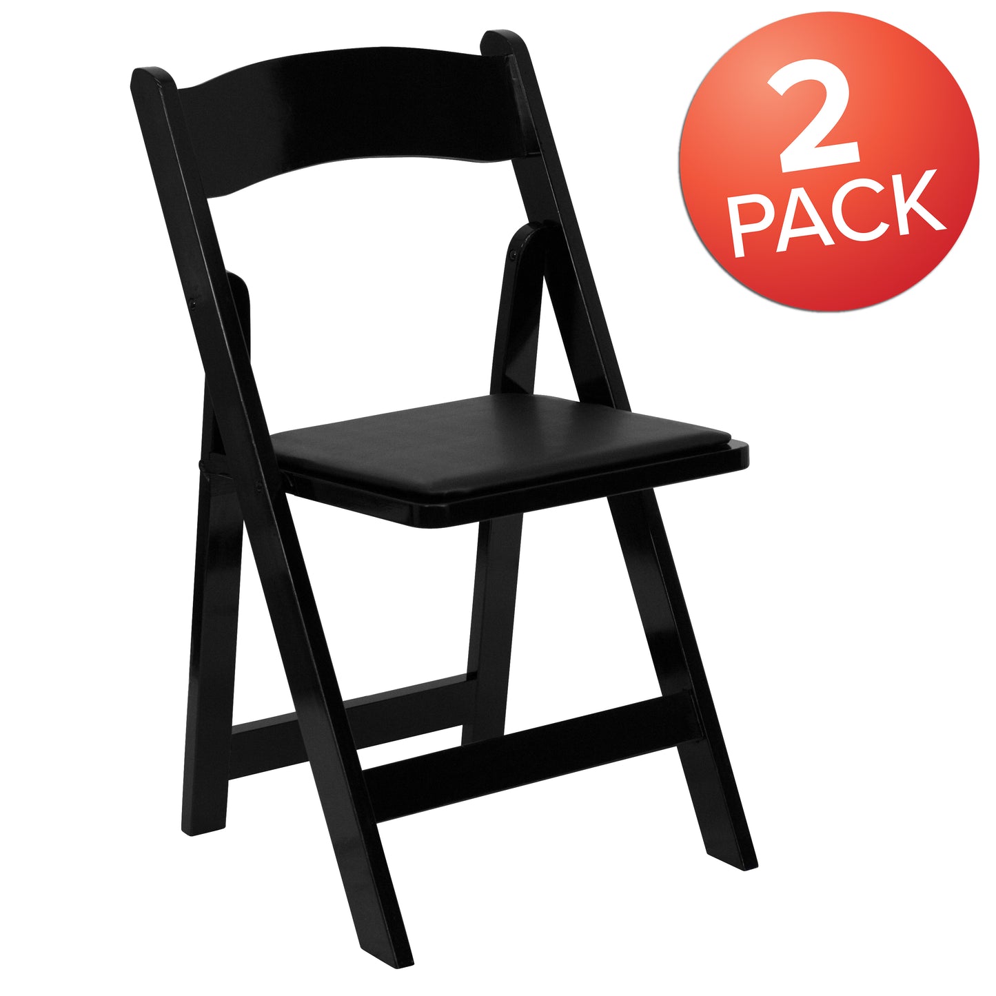 2 Pack HERCULES Series Black Wood Folding Chair with Vinyl Padded Seat Black 2-XF-2902-BK-WOOD-GG