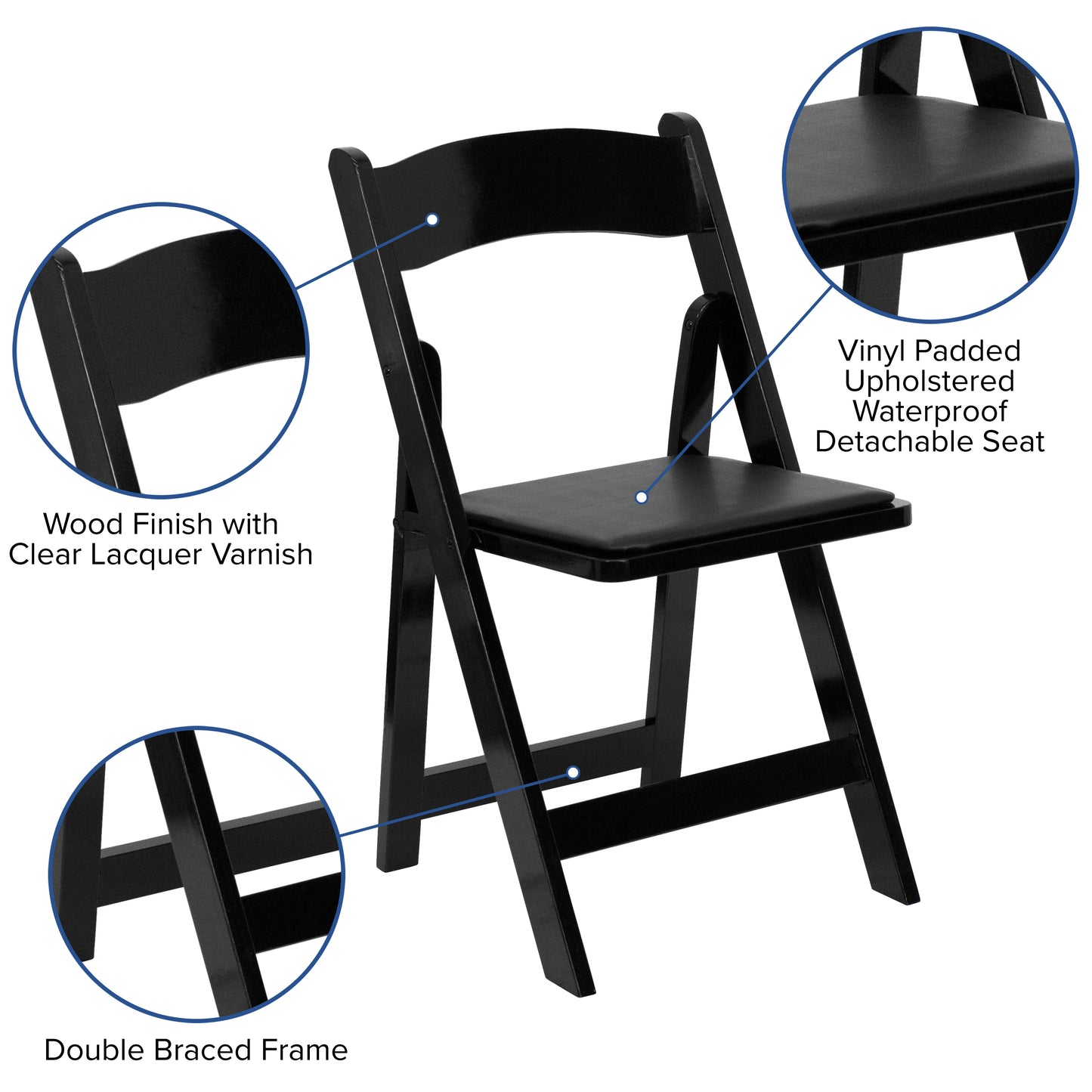 2 Pack HERCULES Series Black Wood Folding Chair with Vinyl Padded Seat Black 2-XF-2902-BK-WOOD-GG
