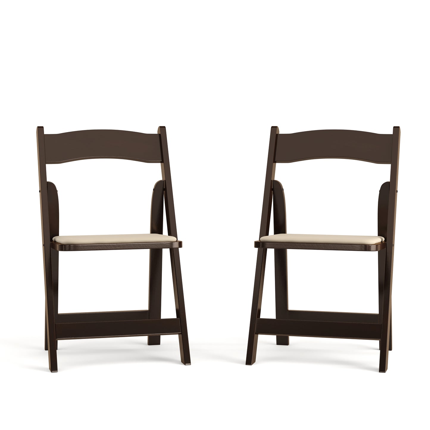 2 Pack HERCULES Series Fruitwood Wood Folding Chair with Vinyl Padded Seat Fruitwood