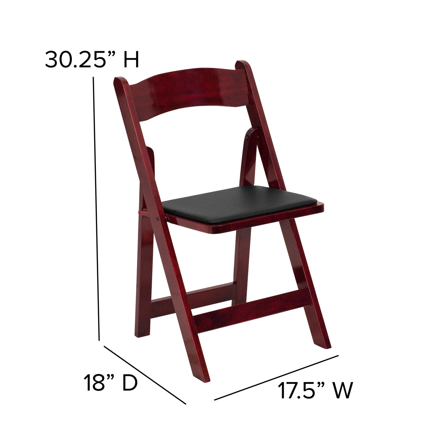 2 Pack HERCULES Series Mahogany Wood Folding Chair with Vinyl Padded Seat Mahogany