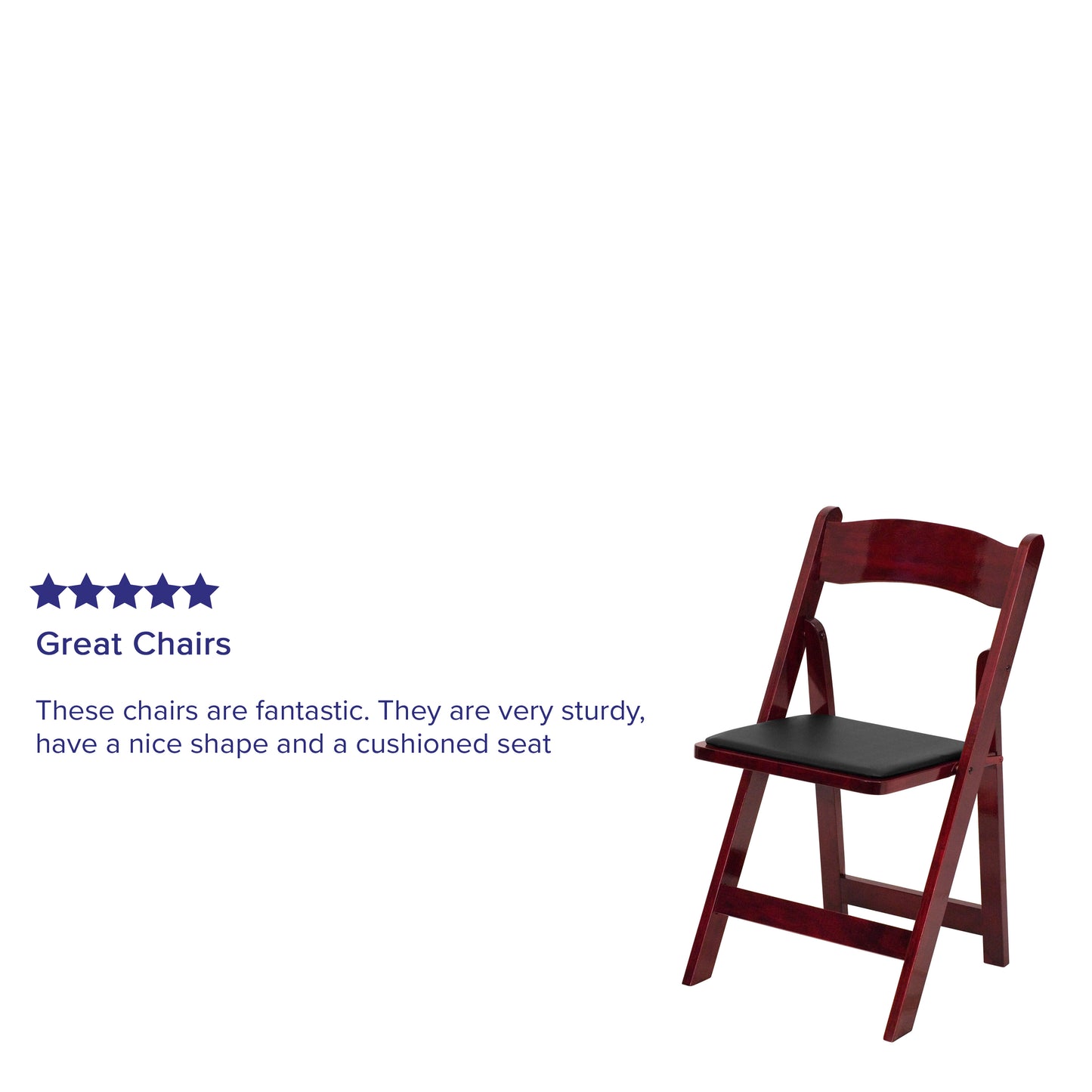 2 Pack HERCULES Series Mahogany Wood Folding Chair with Vinyl Padded Seat Mahogany