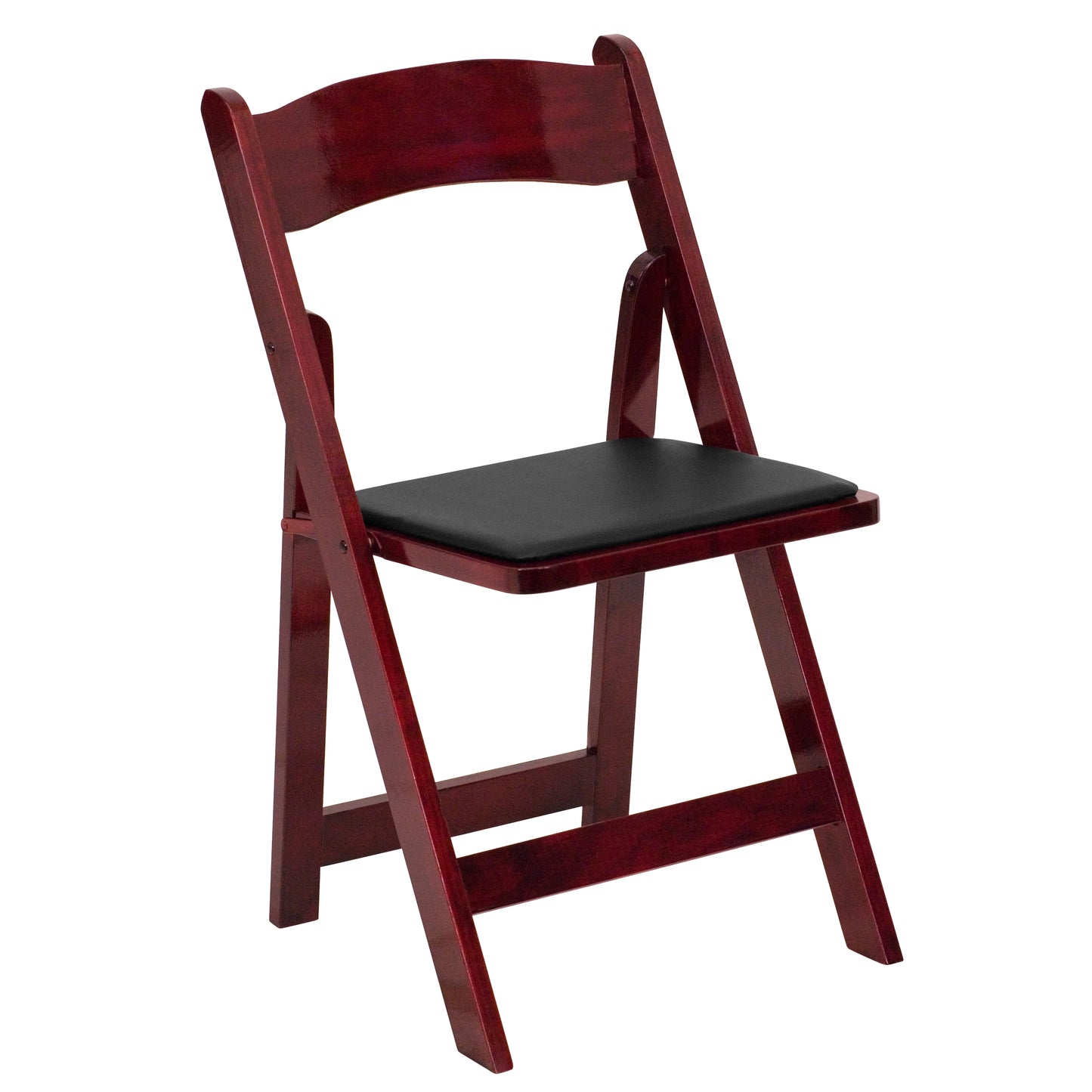 2 Pack HERCULES Series Mahogany Wood Folding Chair with Vinyl Padded Seat Mahogany