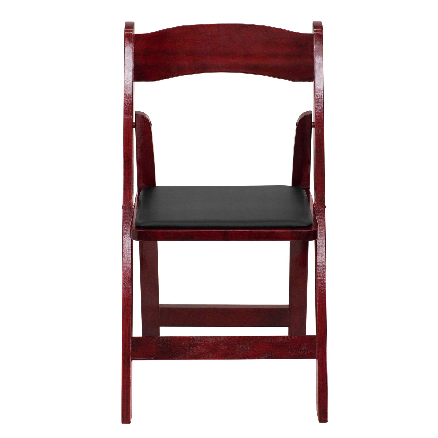 2 Pack HERCULES Series Mahogany Wood Folding Chair with Vinyl Padded Seat Mahogany