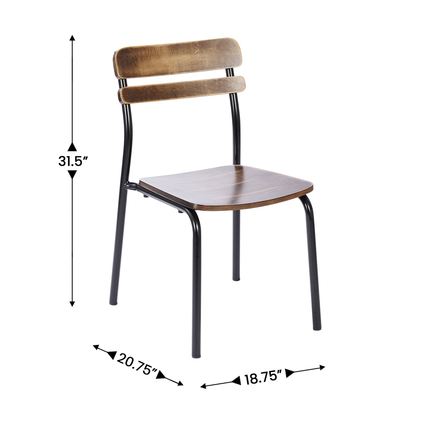 2 Pack Cyprus Commercial Grade Solid Wood Dining Chairs with Black Metal Frames and Antique Copper Finish Antique Copper 2-XU-CH10443-ANTCPR-GG