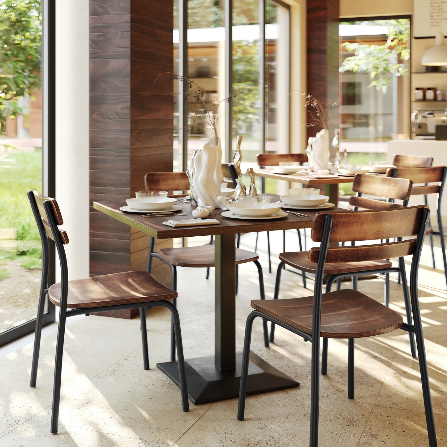 2 Pack Cyprus Commercial Grade Solid Wood Dining Chairs with Black Metal Frames and Antique Copper Finish Antique Copper 2-XU-CH10443-ANTCPR-GG