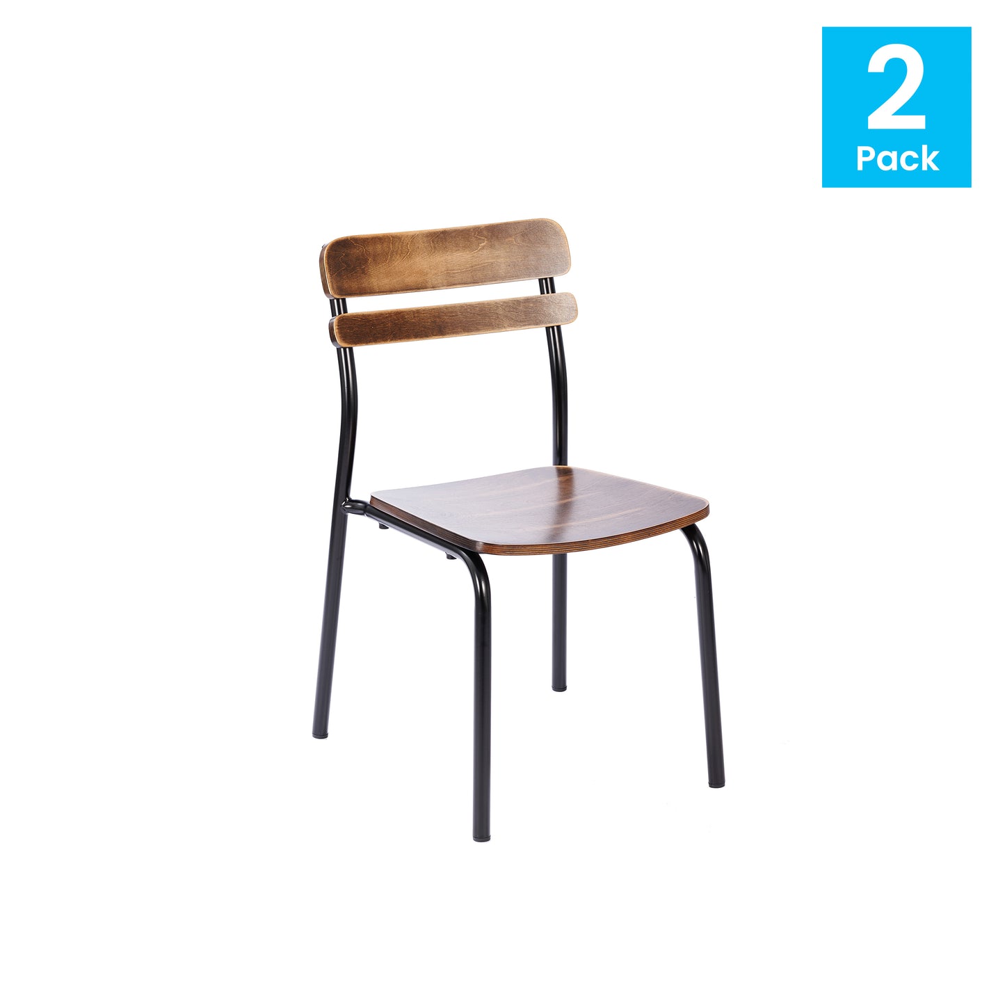 2 Pack Cyprus Commercial Grade Solid Wood Dining Chairs with Black Metal Frames and Antique Copper Finish Antique Copper 2-XU-CH10443-ANTCPR-GG