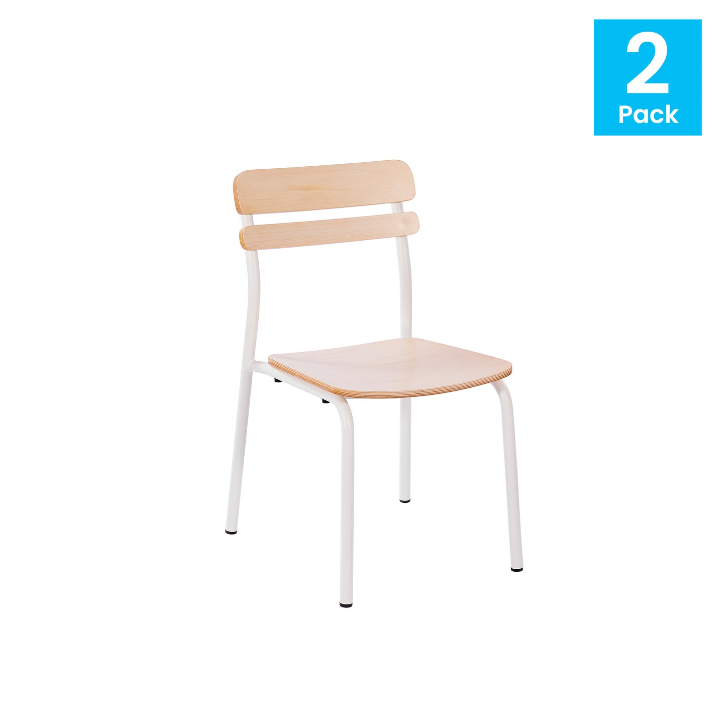 2 Pack Cyprus Commercial Grade Solid Wood Dining Chairs with White Metal Frames and Antique White Finish Antique White 2-XU-CH10443-ANTWHT-GG