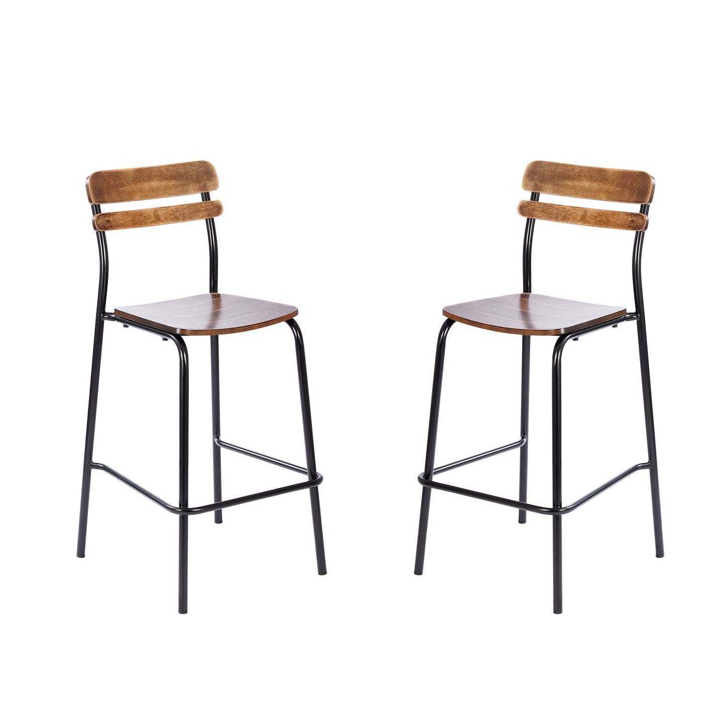 2 Pack Cyprus Commercial Grade Solid Wood Bar Stools with Black Metal Frames and Antique Copper Finish Antique Copper 2-XU-CH10443B-ANTCPR-GG