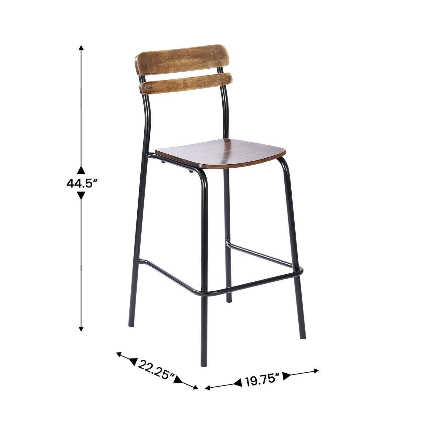 2 Pack Cyprus Commercial Grade Solid Wood Bar Stools with Black Metal Frames and Antique Copper Finish Antique Copper 2-XU-CH10443B-ANTCPR-GG