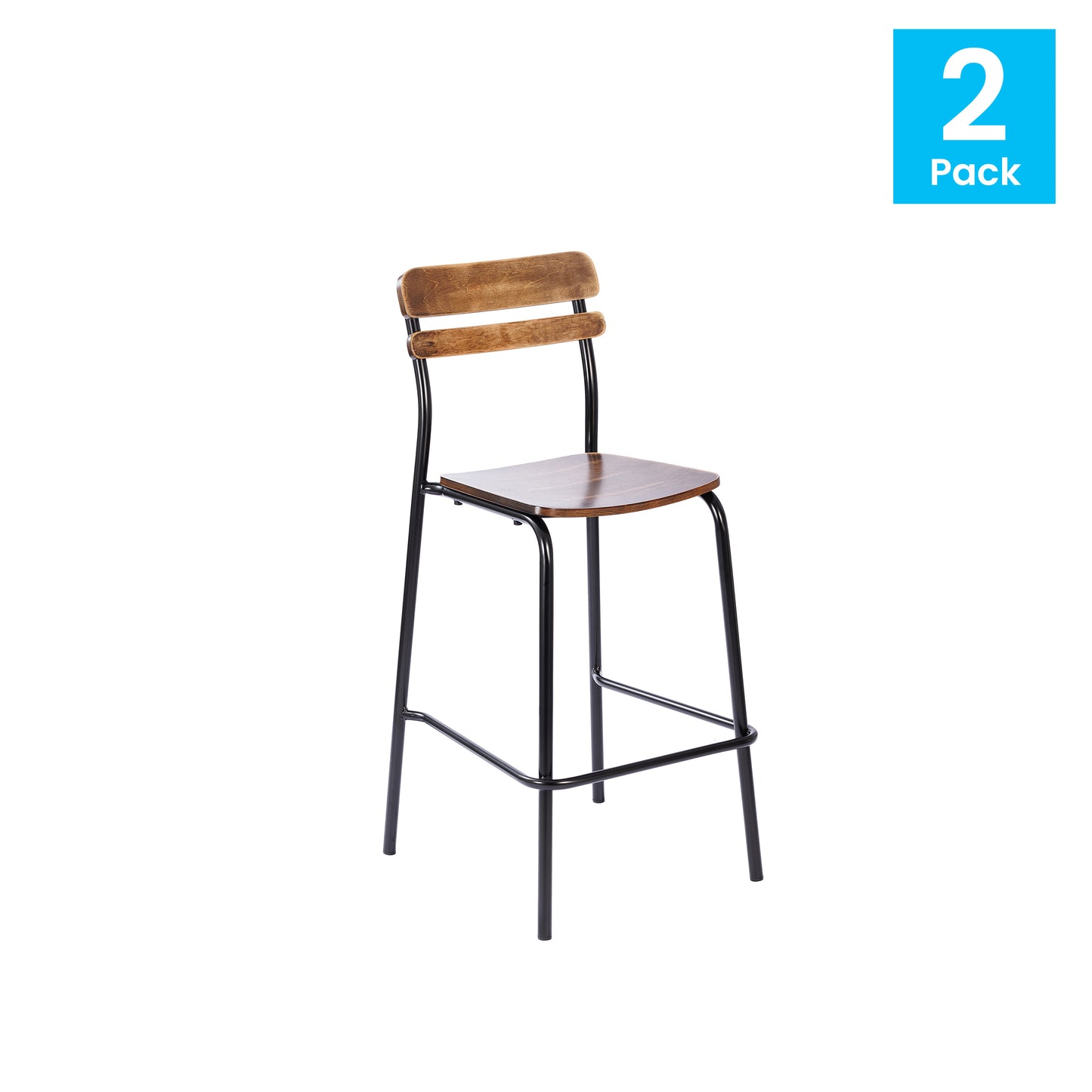 2 Pack Cyprus Commercial Grade Solid Wood Bar Stools with Black Metal Frames and Antique Copper Finish Antique Copper 2-XU-CH10443B-ANTCPR-GG